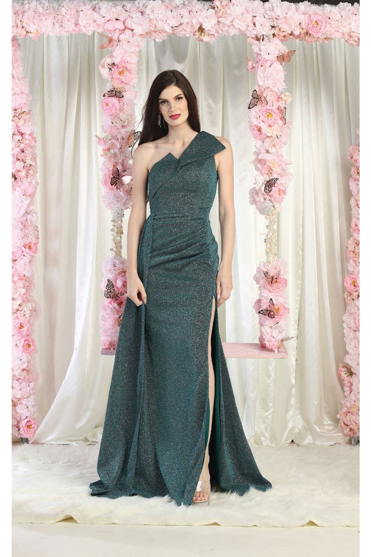 thumbnail image 5 of May Queen MQ1976 Juniors Womens One Shoulder Prom Dress with Side Cape, 5 of 10