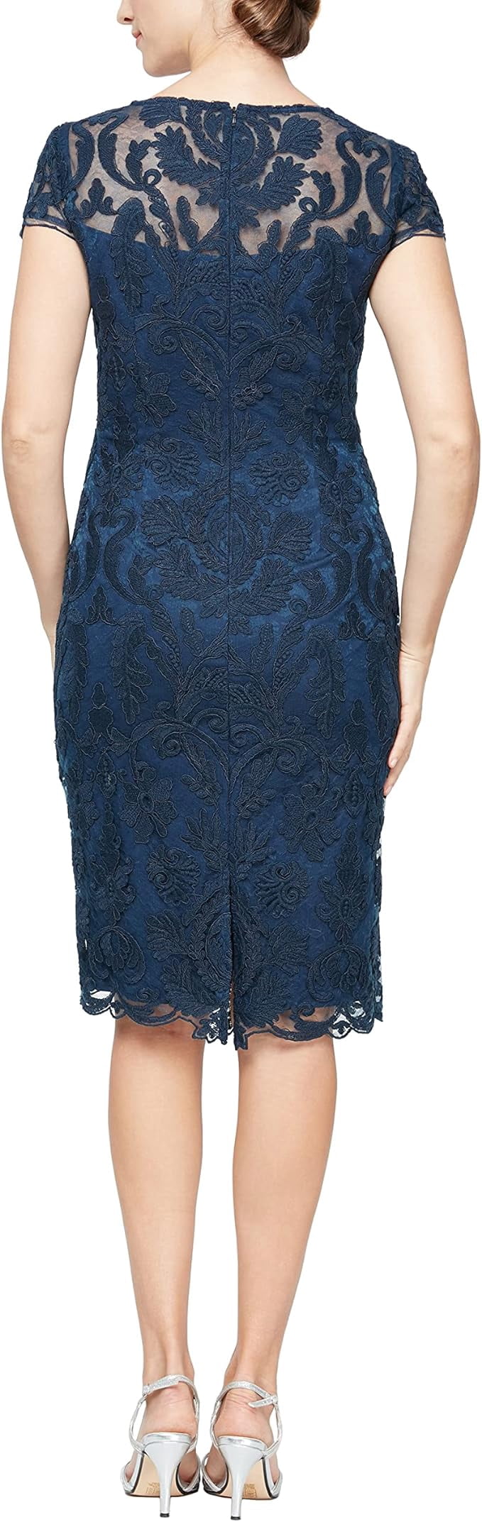 thumbnail image 2 of Alex Evenings Sheath Dress, Round Neck, Short Sleeve, A-line, Lace, Women's, 2 of 3