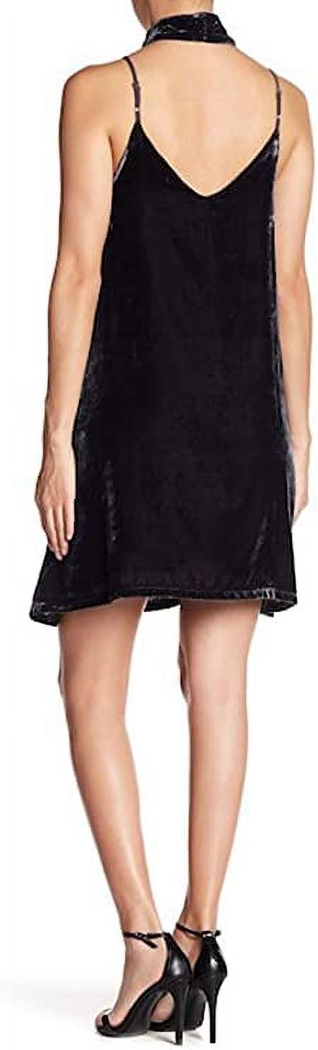 thumbnail image 2 of J.O.A. Choker Embroidered Velvet Mini Dress, Charcoal - Large, 2 of 2