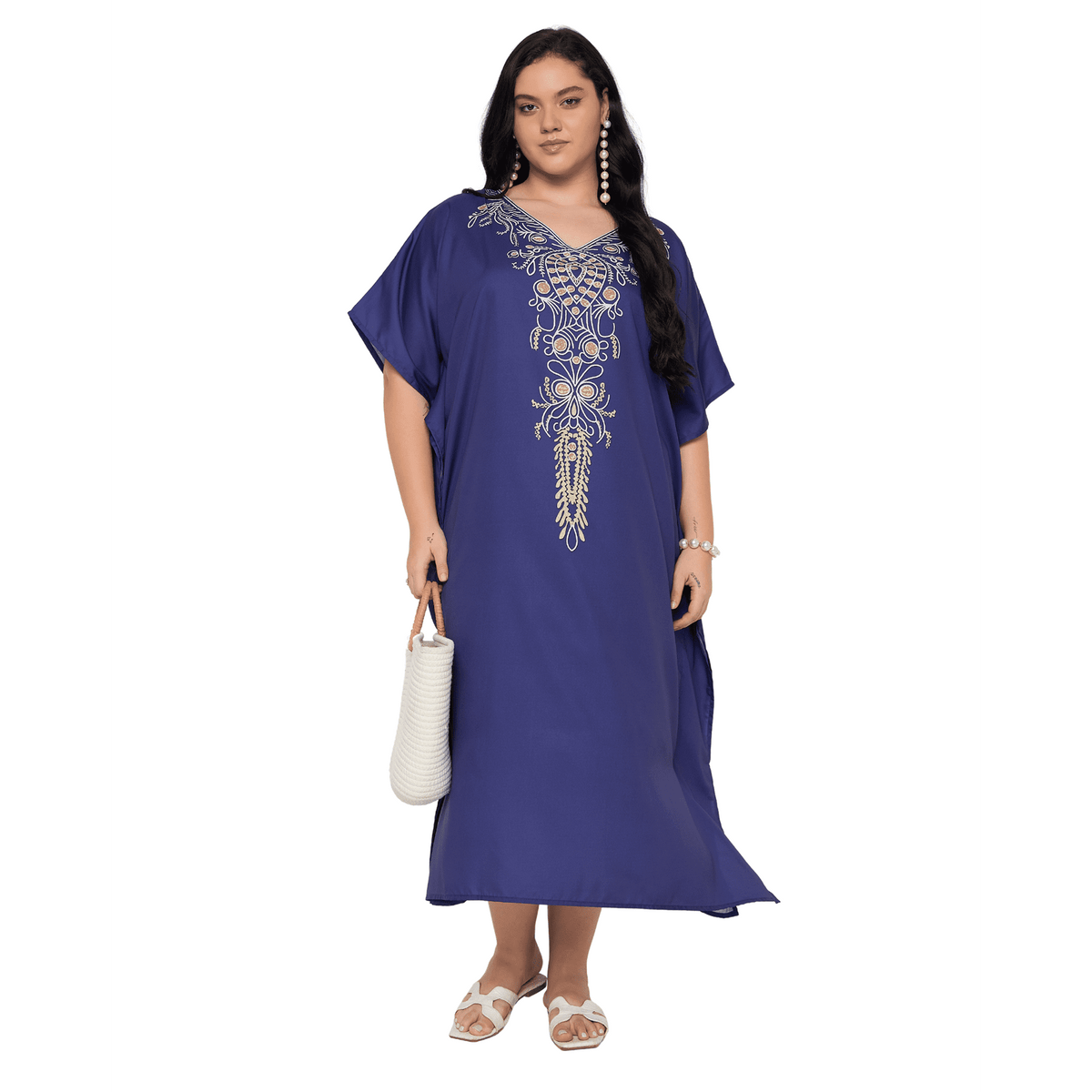 thumbnail image 6 of Oussum Plus Size Caftan Dress for Women Summer Beach Caftan Swimsuit Cover up Long Maxi Dress Fits 1X to 3X, 6 of 7