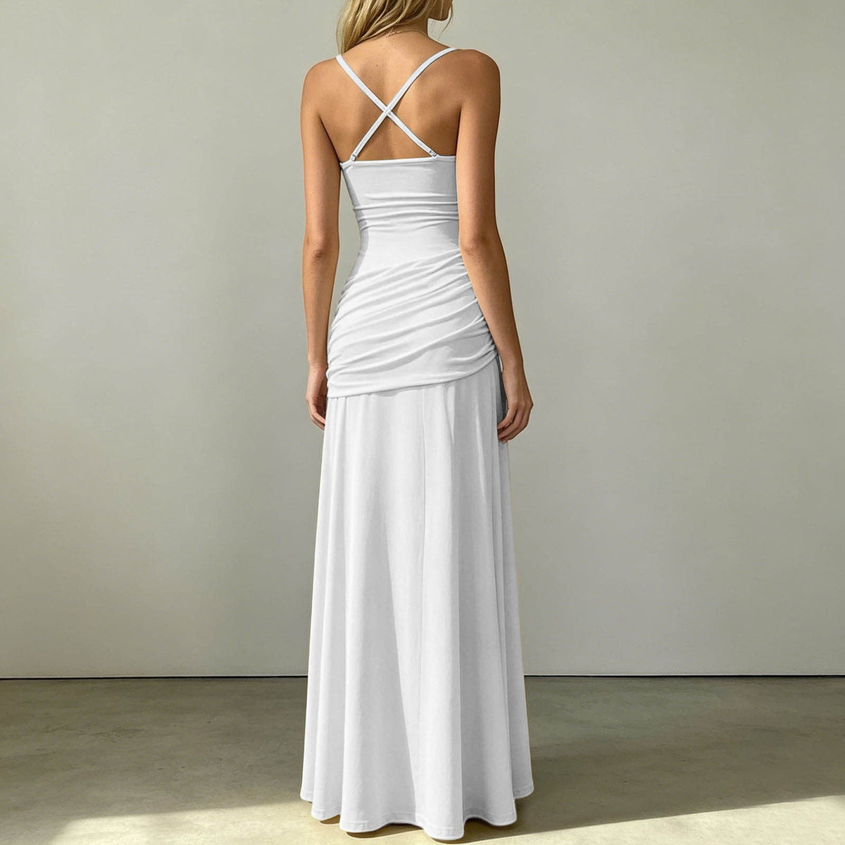 thumbnail image 6 of Women's Evening Gown,Square Neck Ruched A-Line Maxi and Sleeveless Tank Formal Dress for Bridesmaid & Wedding Guest, 6 of 6