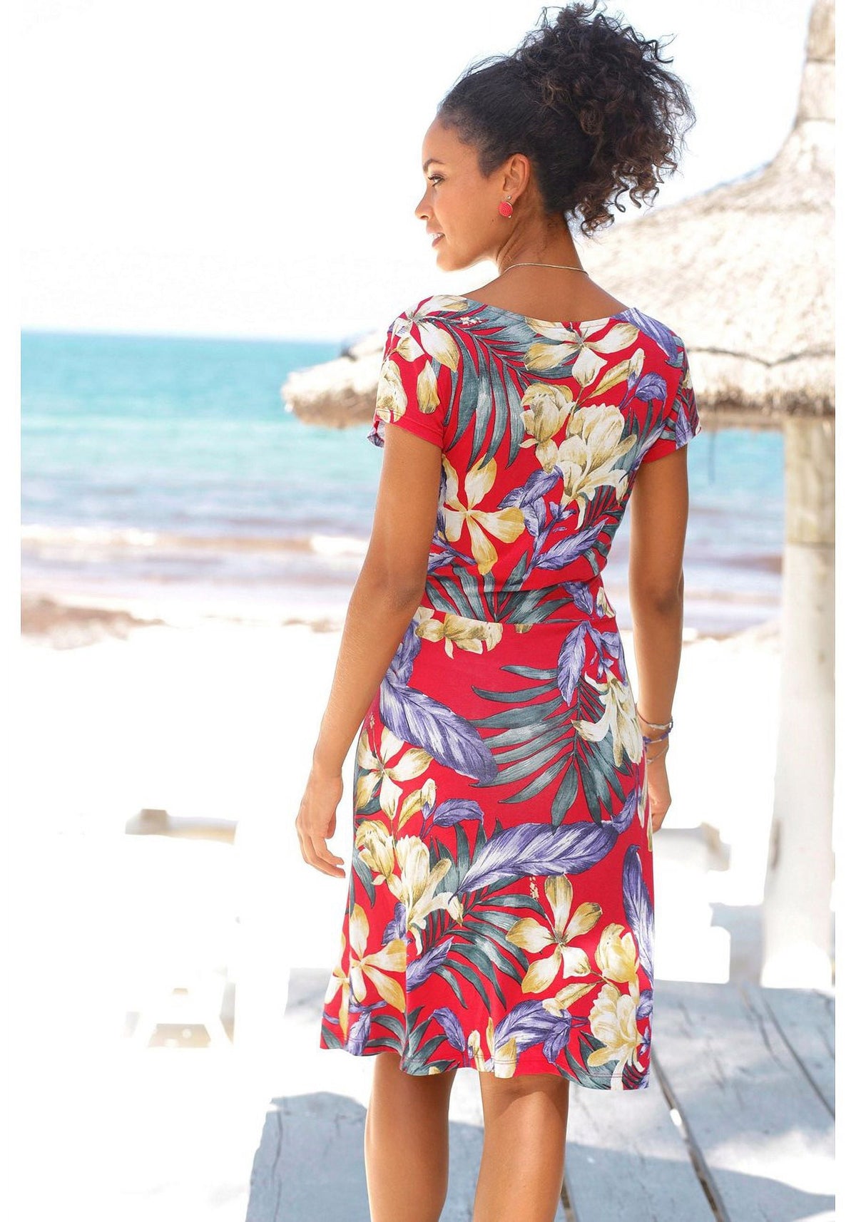 thumbnail image 3 of LASCANA Women's Pattern V-Neck Dress, 3 of 5