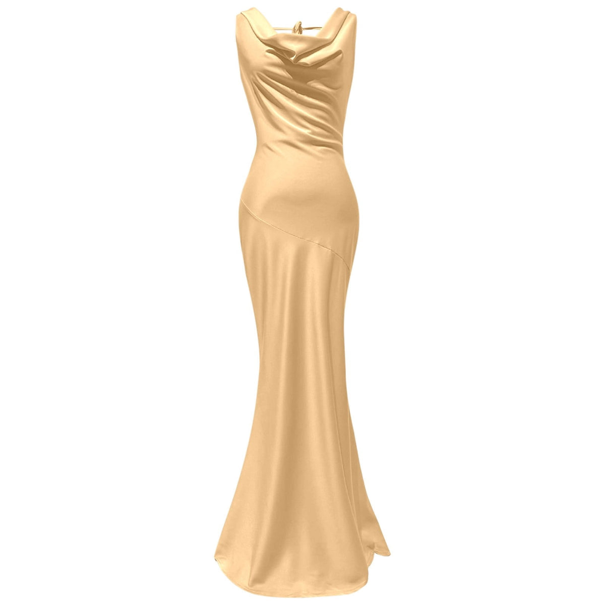 thumbnail image 4 of Formal Dress Women's Sleeveless Satin Cowl Neck Maxi Diagonal Seam Open Back Elegant Evening Gown for Wedding Banquet, 4 of 5