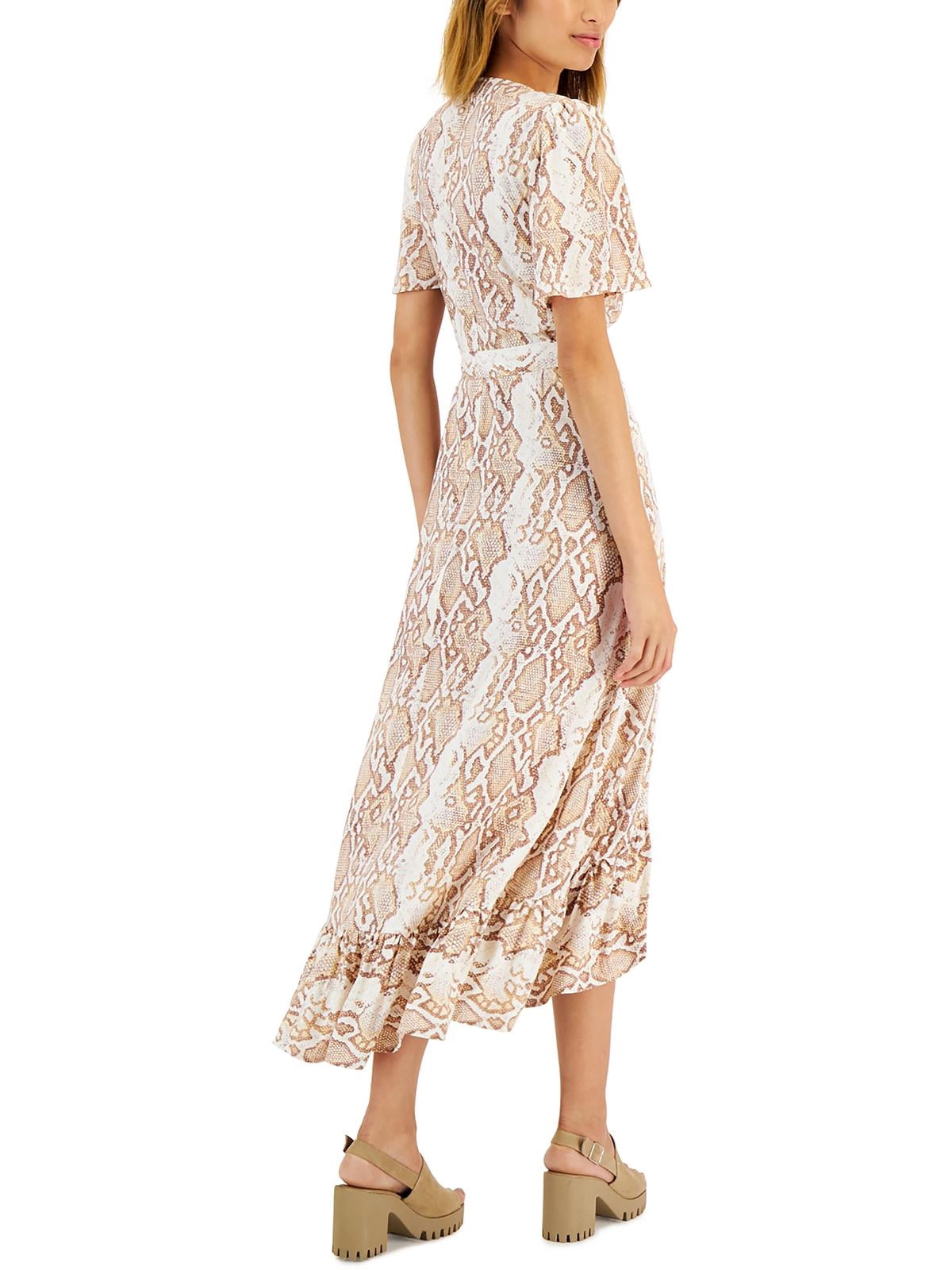 thumbnail image 2 of Tinsel Womens Petites Woven Snake Print Wrap Dress, 2 of 2