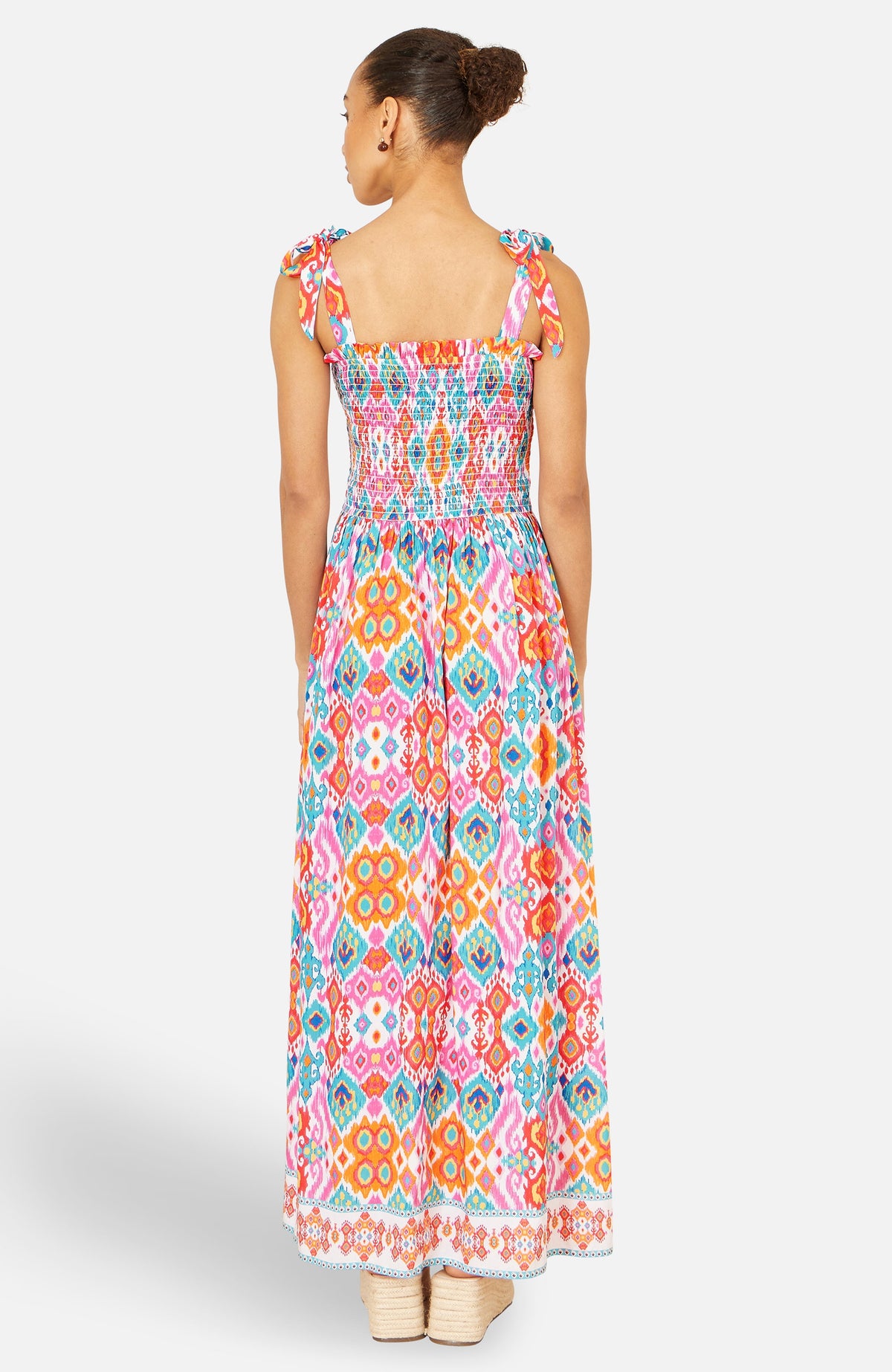 thumbnail image 2 of Yumi Ikat Print Maxi Sun Dress - Neutral, 4, 2 of 4