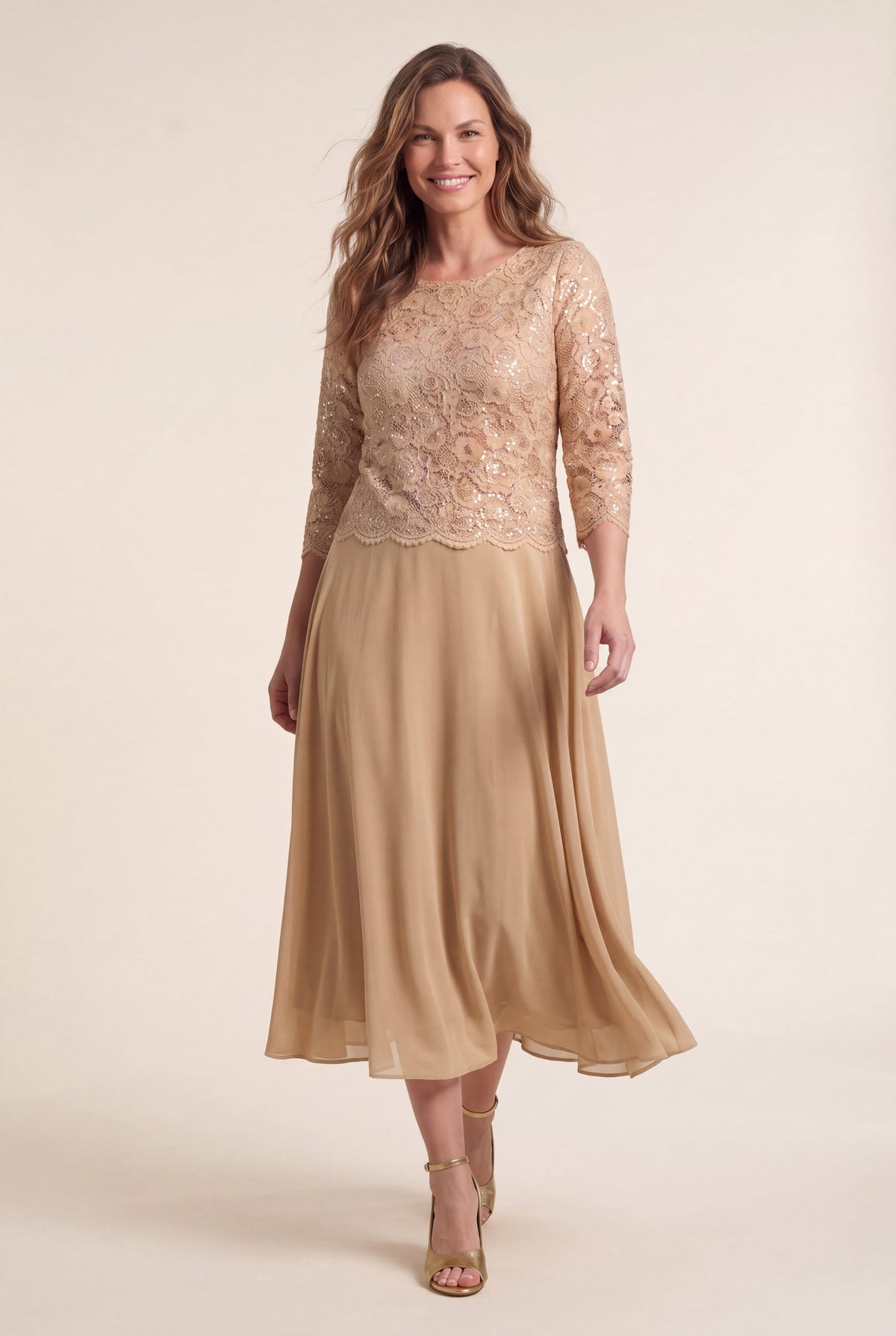 thumbnail image 2 of Woman Within Plus Size Two-Fer Lace Bodice Georgette Dress, 2 of 2