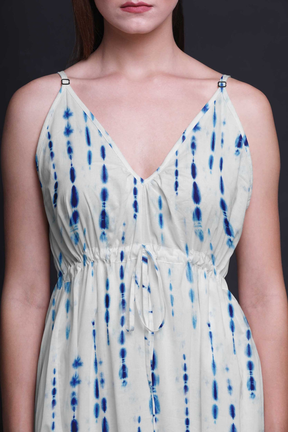 thumbnail image 2 of Bimba Shibori Ladies Long Floral PrintÂ&nbsp;Dress Spaghetti Strap V Neck Maxi Beach Wear-Large, 2 of 5