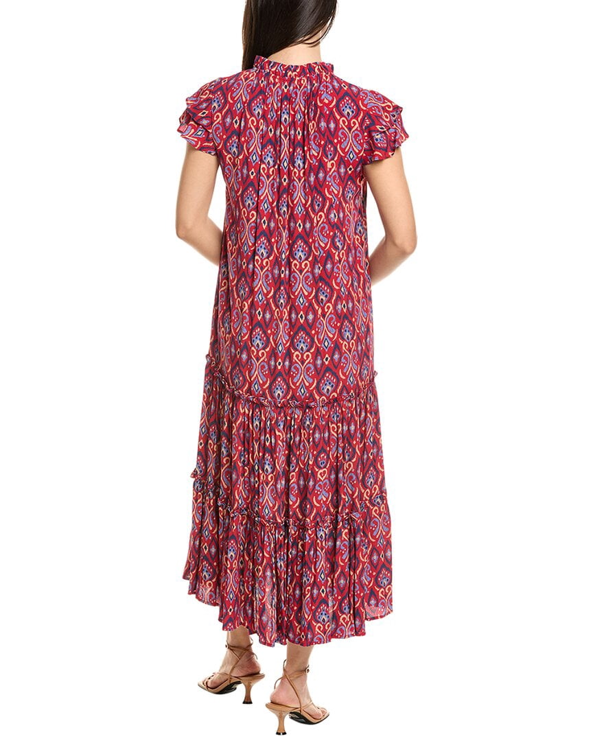 thumbnail image 2 of Sail to Sable womens Ruffle Neck Midi Dress, s, Red, 2 of 3