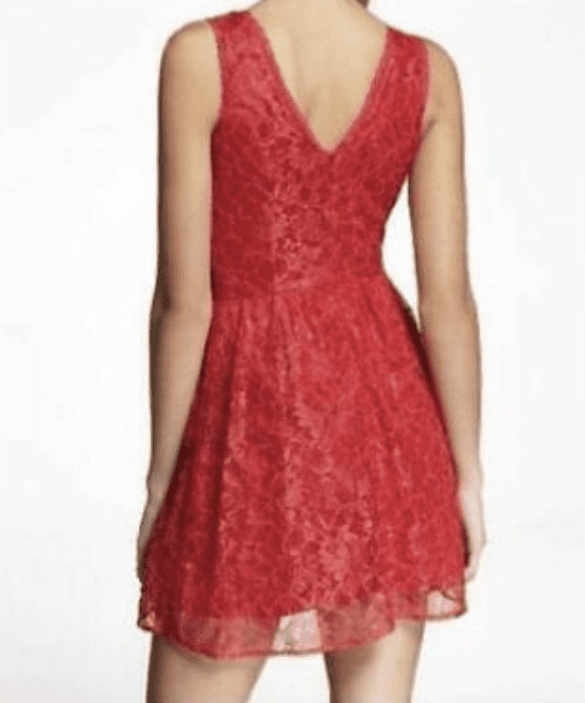 thumbnail image 2 of Express Lace Casual Party Dress: Red Lace, Size 6, 2 of 2
