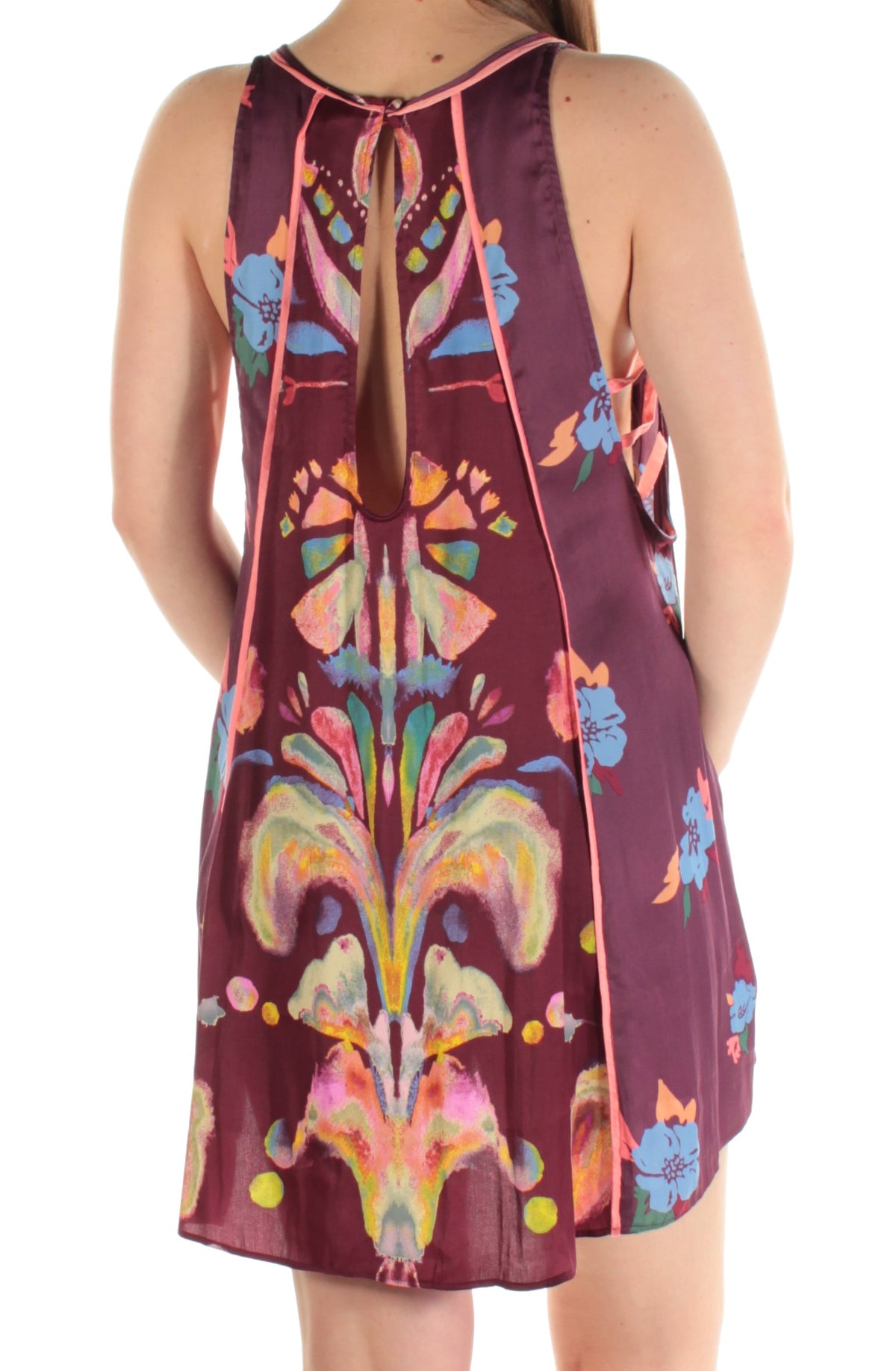 thumbnail image 2 of FREE PEOPLE $88 Womens New 1529 Purple Printed Pocketed Sleeveless Dress L B+B, 2 of 2