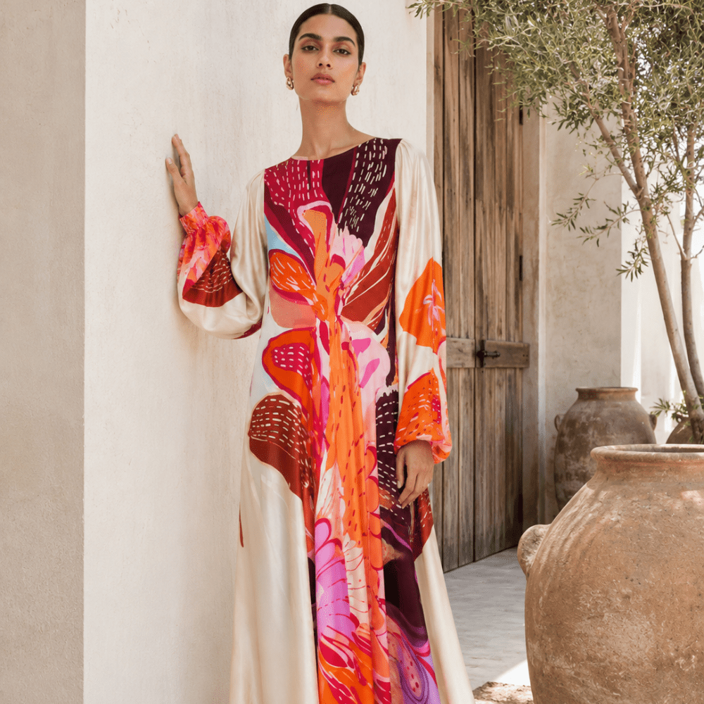 thumbnail image 6 of POPPI Women's Anthea Floral Print A-Line Midi Dress, Full Sleeves, Size M, 6 of 7