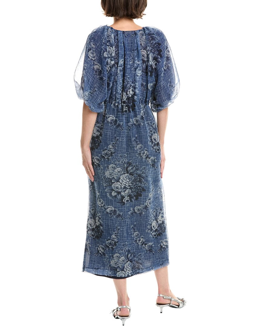 thumbnail image 2 of Rebecca Taylor womens Floral Midi Dress, m, Blue, 2 of 3