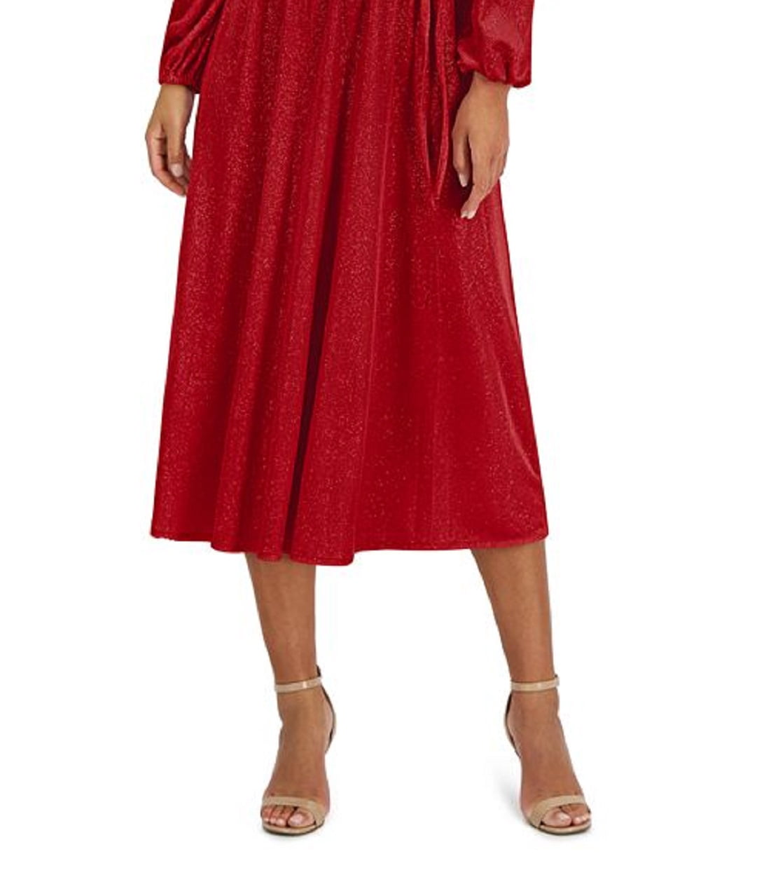 thumbnail image 3 of Women's Faux-Wrap Velour Dress Inc Red M, 3 of 3