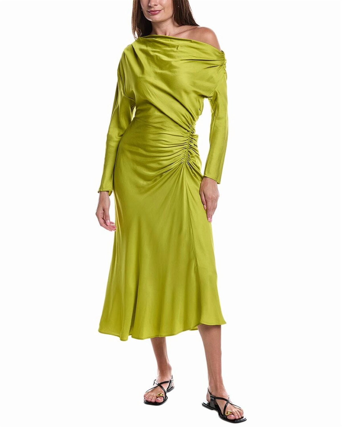 thumbnail image 1 of A.L.C. womens Piper Midi Dress, 2, Green, 1 of 4
