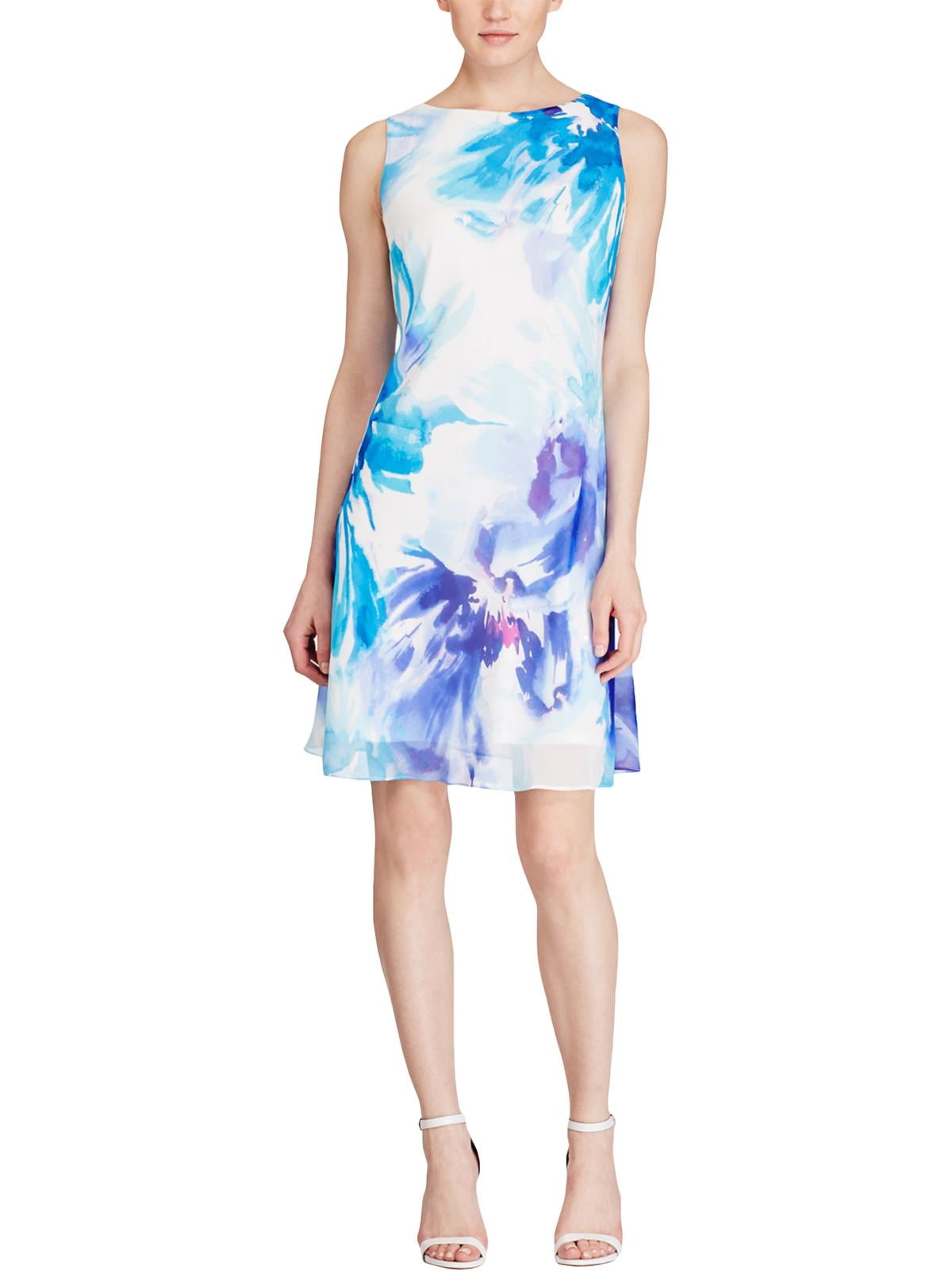 thumbnail image 1 of AMERICAN LIVING $79 Womens New 1624 Blue Floral Sleeveless Shift Dress 12 B+B, 1 of 2