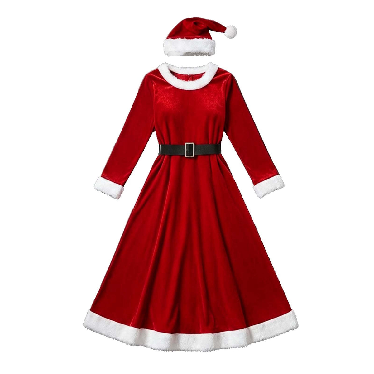 thumbnail image 1 of Afdoent Christmas for Women Elegant Dresses and Santa Hat Belt Fuzzy Dress for Holiday Party Dress Up, 1 of 4
