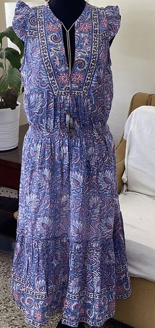thumbnail image 1 of Alicia Bell BLUE MULTI Women's Midi Printed Dress, US Small/4, 1 of 2