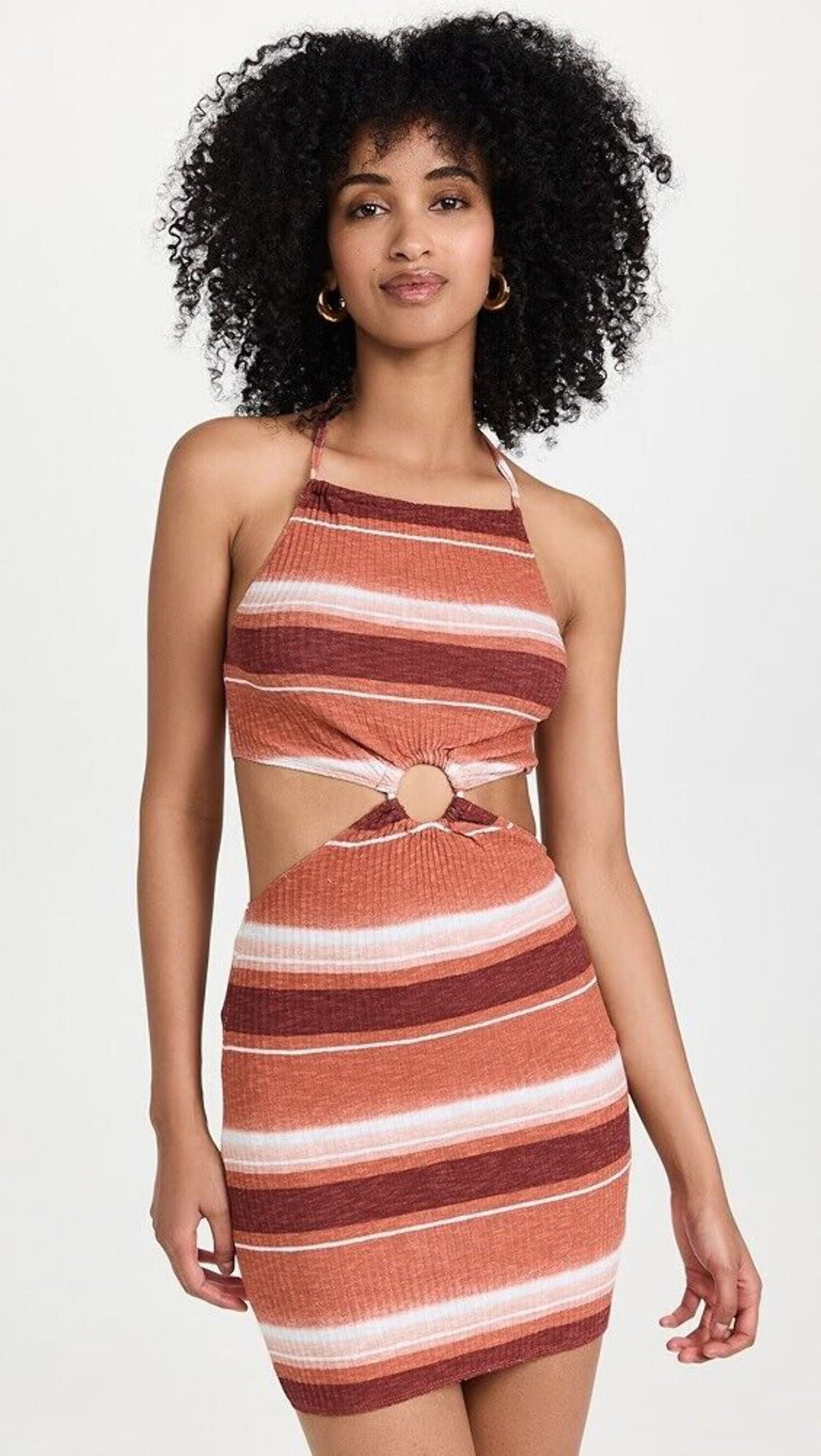 thumbnail image 1 of BB Dakota Disco Dream Dress Women's Small Orange Cotton Blend Cutout JDM900, 1 of 5
