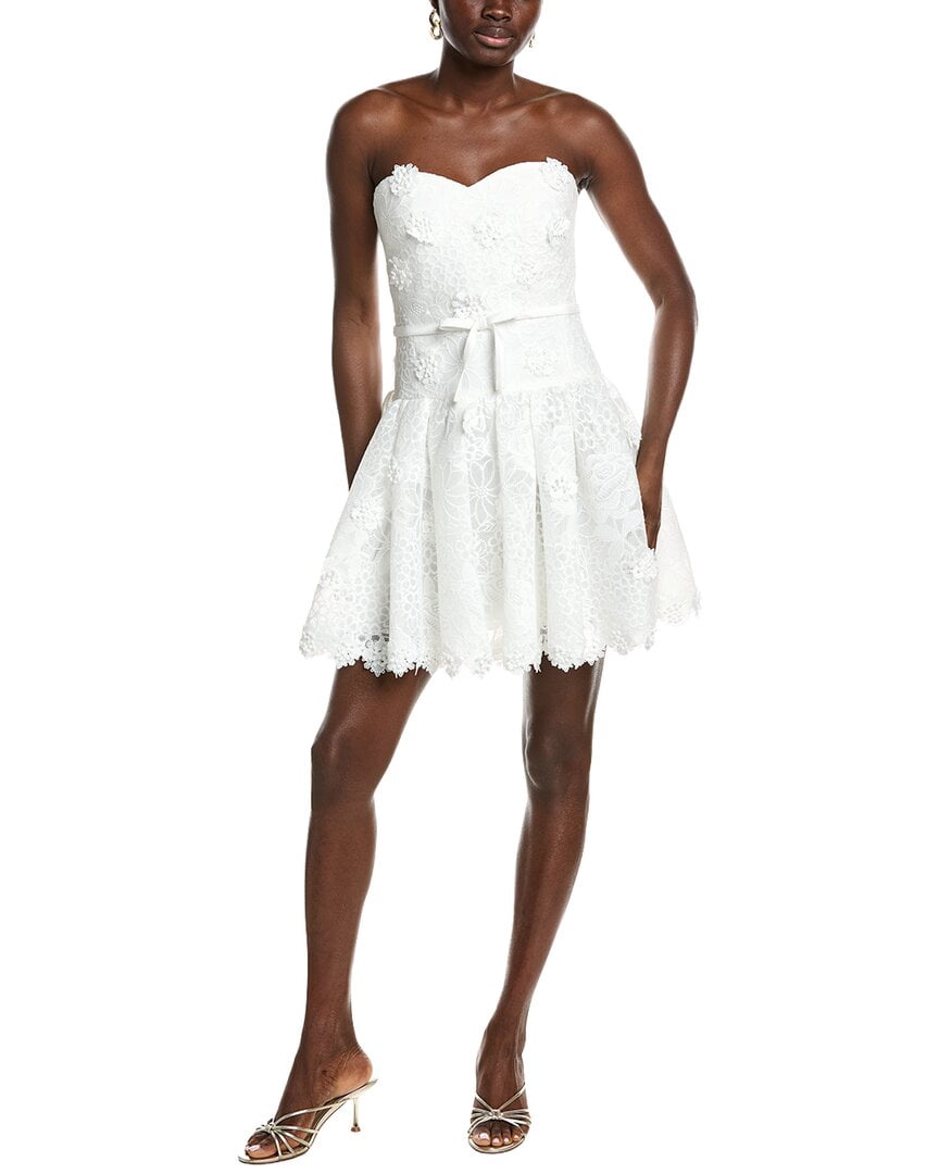 thumbnail image 1 of Badgley Mischka womens Bow Drop Waists Mini Dress, 8, White, 1 of 3