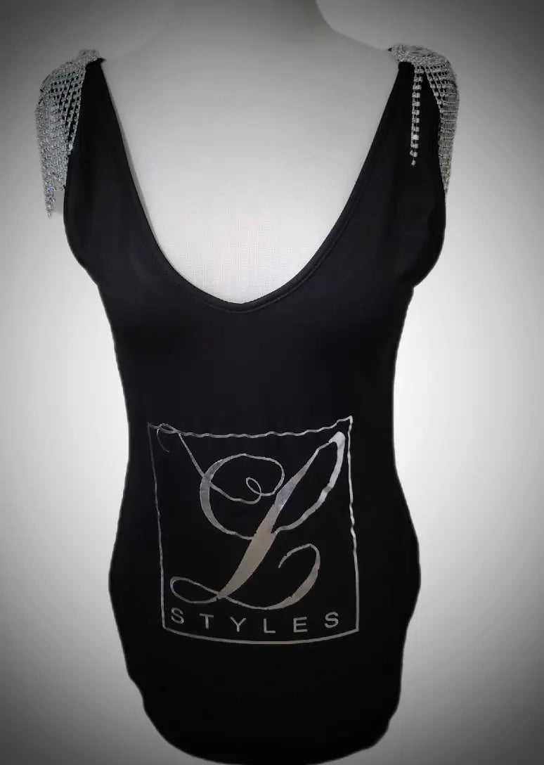 thumbnail image 1 of L.Styles' Black Fringe Shoulder Bodycon Dress, 1 of 1