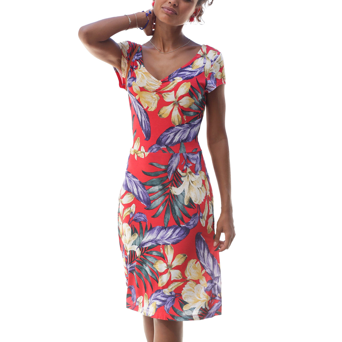 thumbnail image 1 of LASCANA Women's Pattern V-Neck Dress, 1 of 5