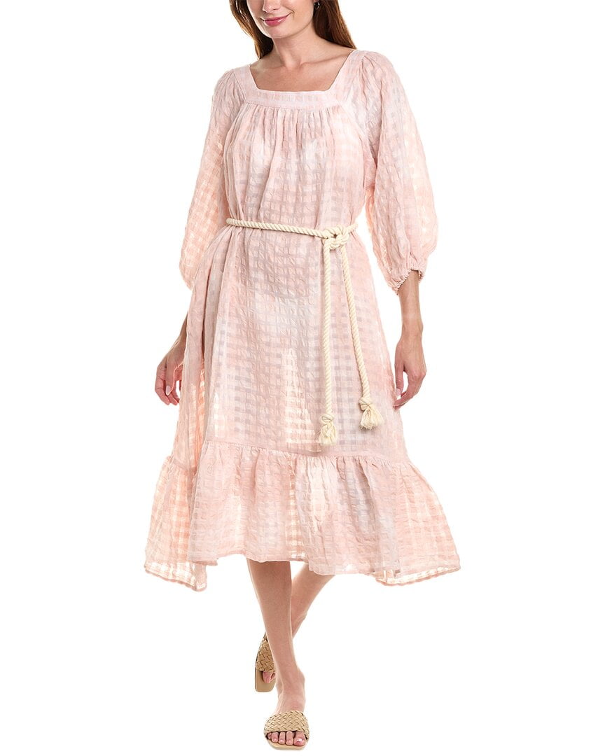 thumbnail image 1 of Lisa Marie Fernandez womens Laure Linen-Blend Maxi Dress, 1 - XS, Pink, 1 of 3