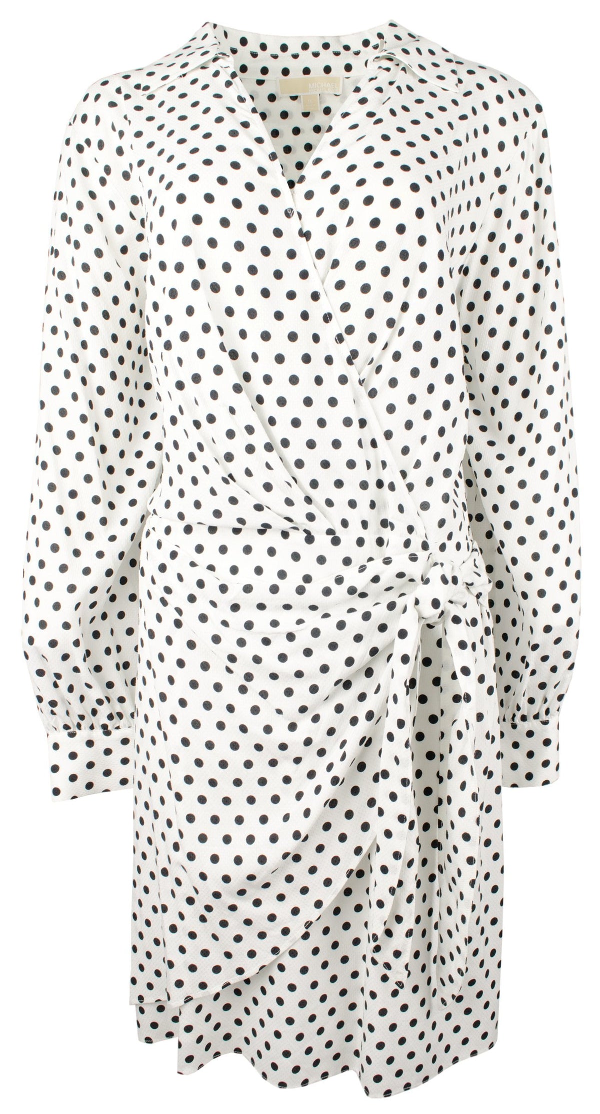 thumbnail image 1 of Michael Kors Women's Plus Size Woven Long Sleeve Faux Wrap Dress White 1X, 1 of 3