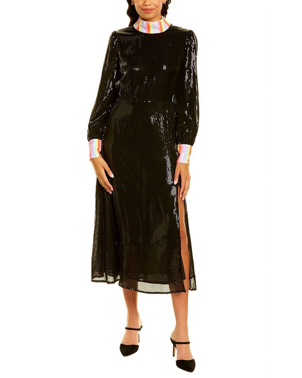 thumbnail image 1 of Olivia Rubin womens Amelie Sequin Midi Dress, 2, Black, 1 of 4