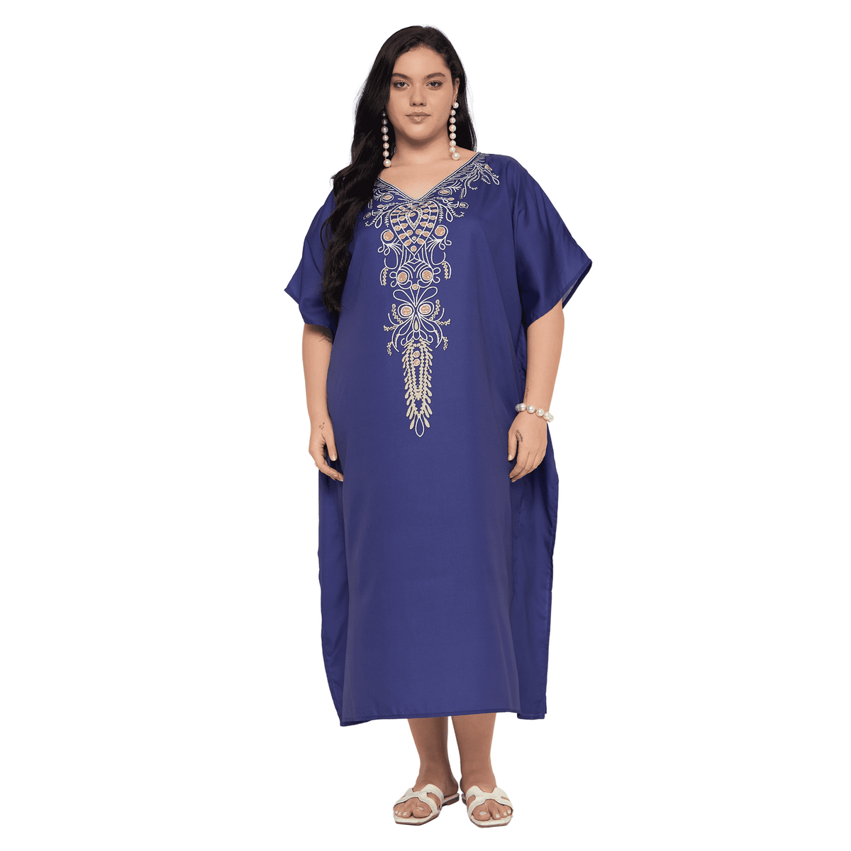 thumbnail image 1 of Oussum Plus Size Caftan Dress for Women Summer Beach Caftan Swimsuit Cover up Long Maxi Dress Fits 1X to 3X, 1 of 7
