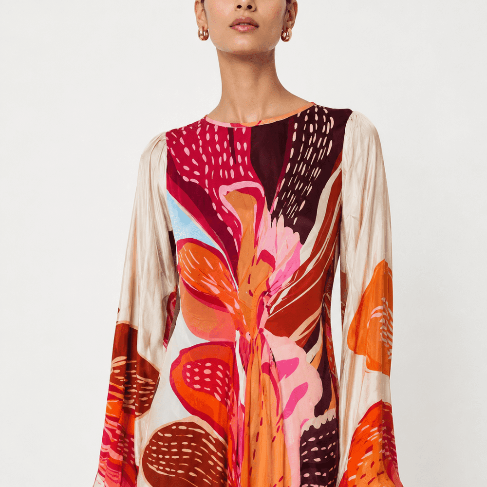 thumbnail image 1 of POPPI Women's Anthea Floral Print A-Line Midi Dress, Full Sleeves, Size M, 1 of 7