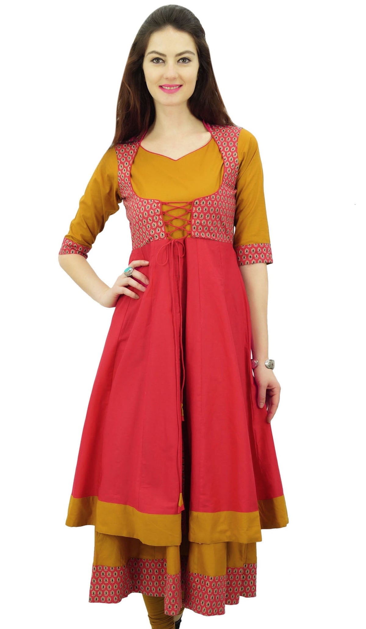 thumbnail image 1 of Phagun Designer Double Layer Anarkali Kurti Dori Jacket Style Indian Dress - 4, 1 of 1