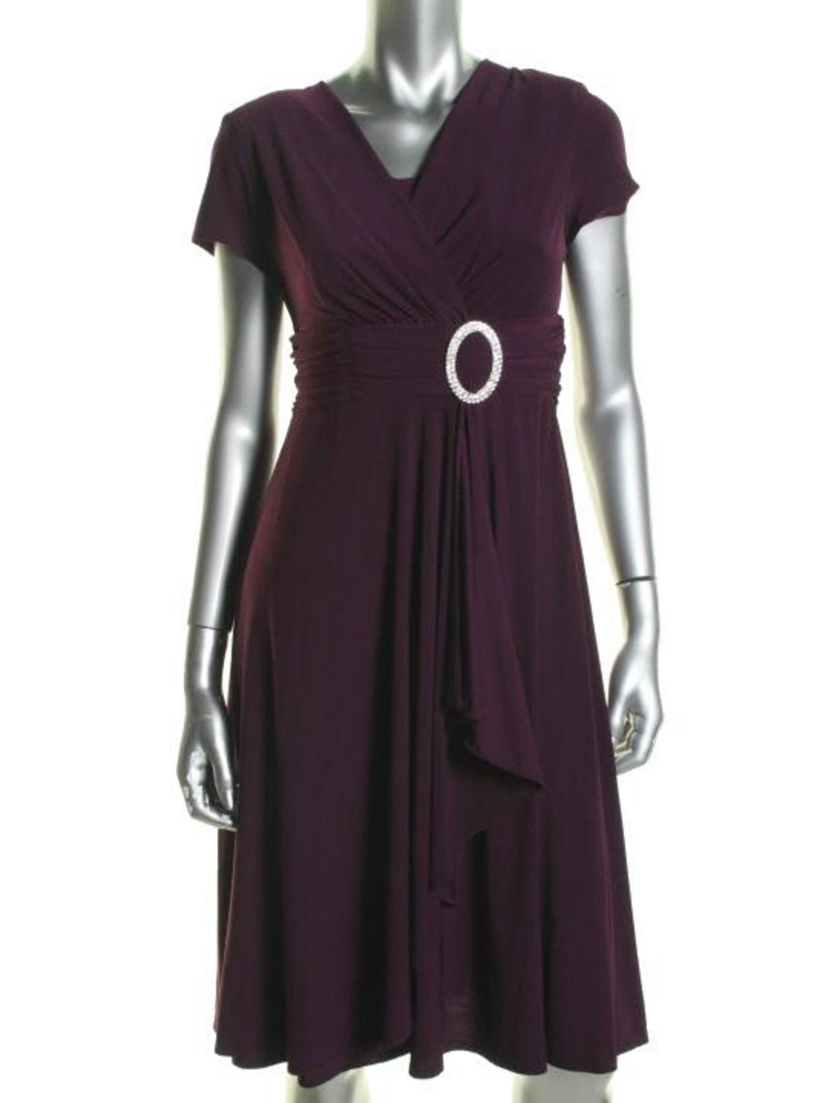 thumbnail image 1 of R&M Richards Womens Matte Jersey Knee-Length Cocktail And Party Dress, 1 of 1