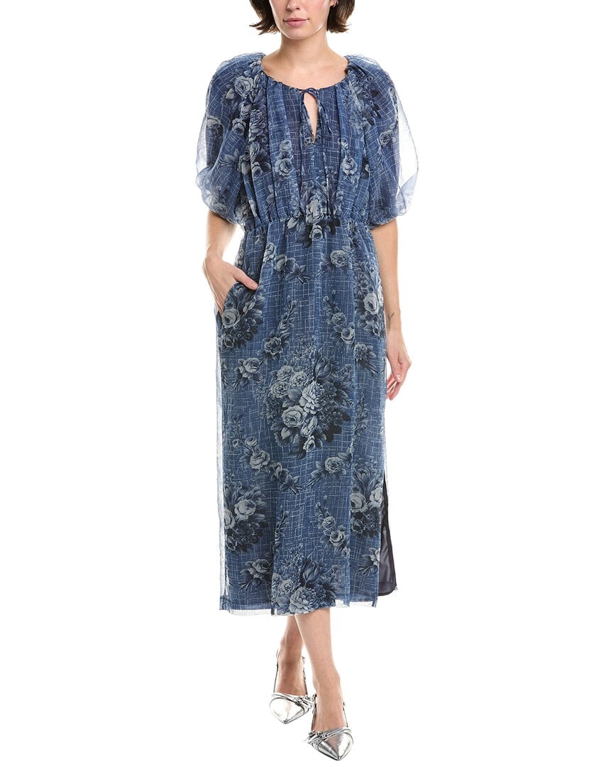 thumbnail image 1 of Rebecca Taylor womens Floral Midi Dress, m, Blue, 1 of 3
