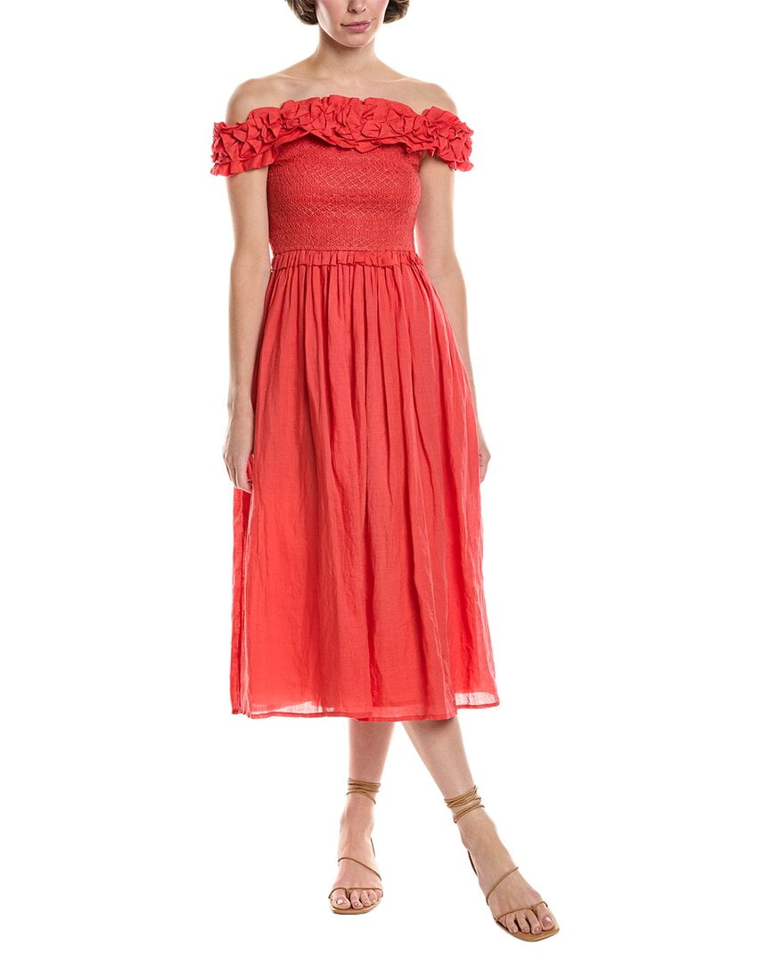 thumbnail image 1 of SEA NY womens Frida Midi Dress, XXS, Red, 1 of 3