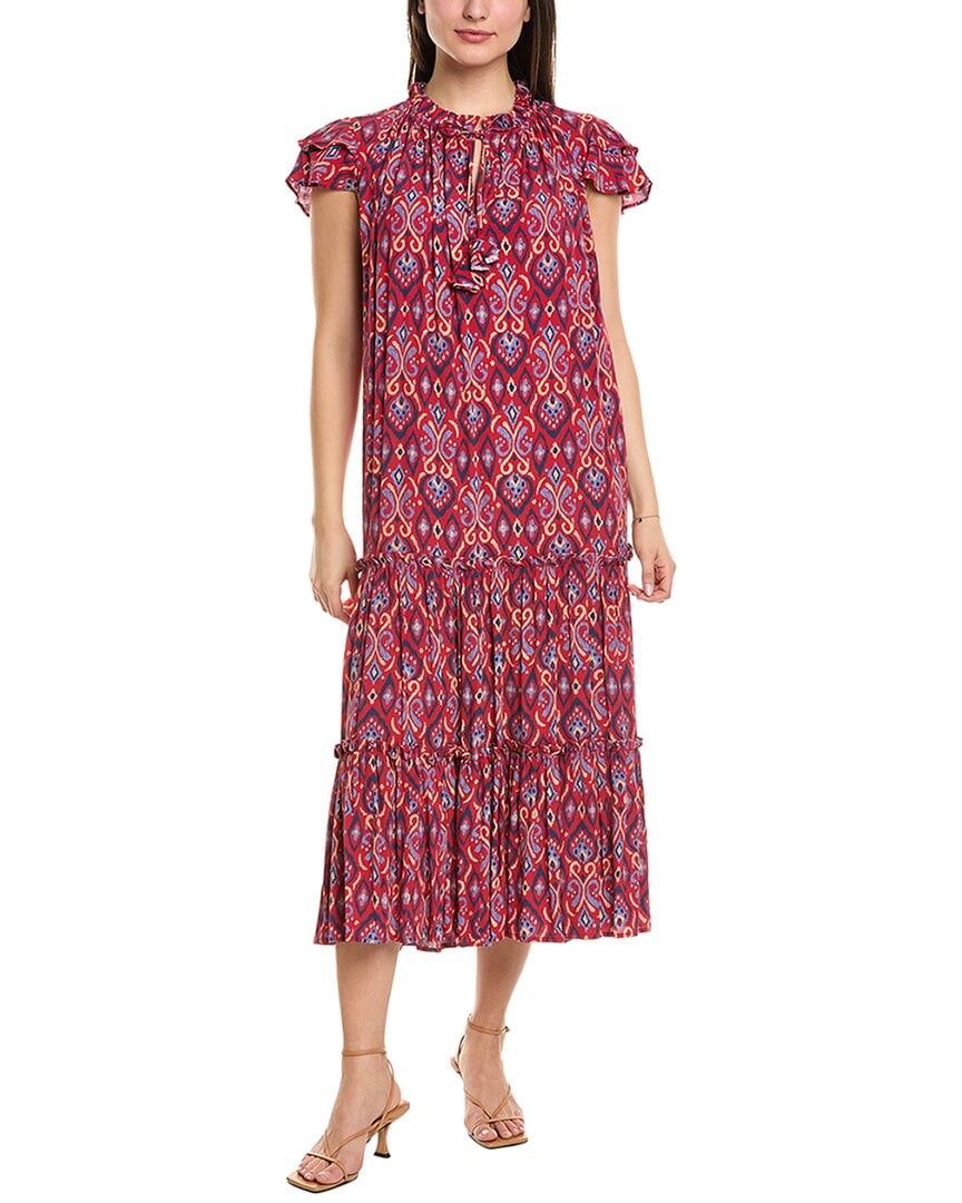 thumbnail image 1 of Sail to Sable womens Ruffle Neck Midi Dress, s, Red, 1 of 3
