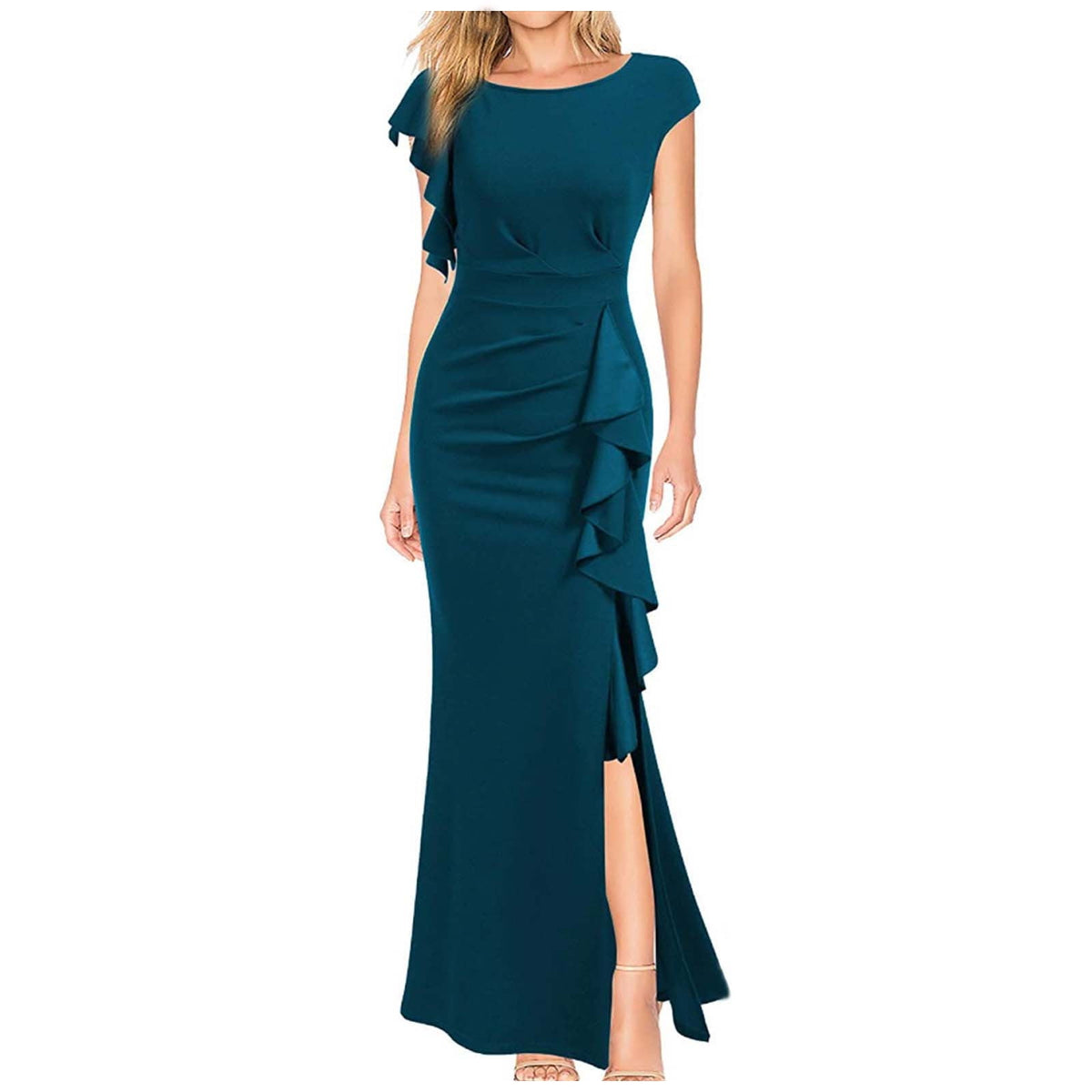thumbnail image 1 of Summer Dresses Women's Sexy Shoulder Screen Perspective Wedding Dress Long Dress Summer Dresses for Women 2025 Blue 2XL, 1 of 5