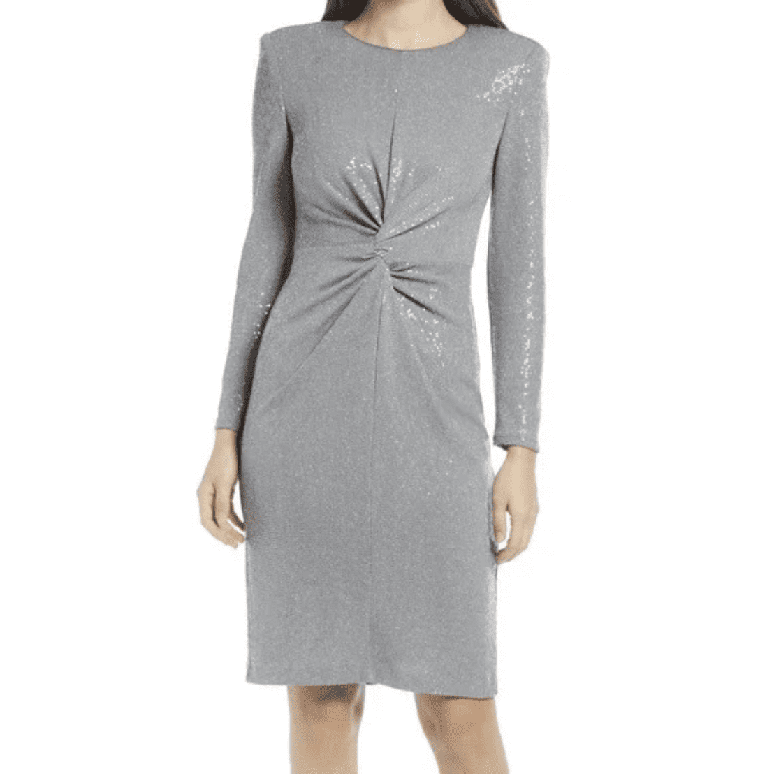 thumbnail image 1 of Vince Camuto Sequin Long Sleeve Sheath Cocktail Dress in Gray, Size 10, 1 of 1