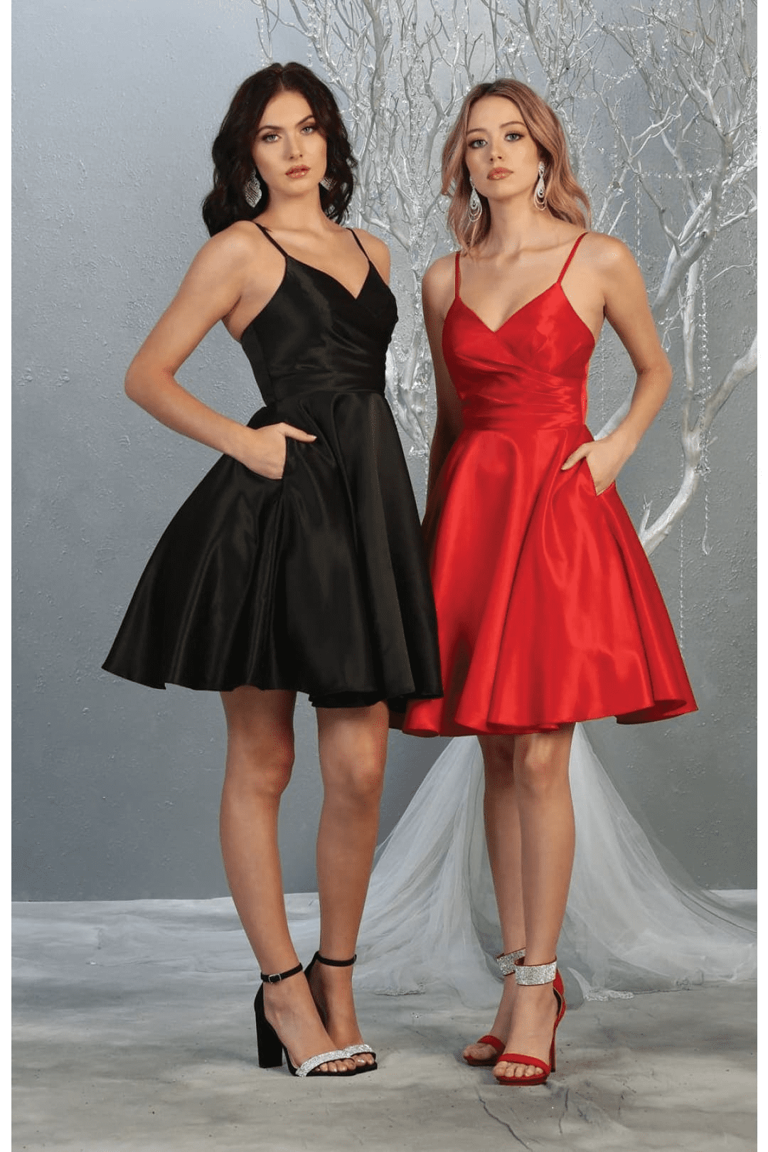 thumbnail image 1 of Women's May Queen MQ1654 A Line Spaghetti Strap Short Cocktail Dress Black 12, 1 of 1