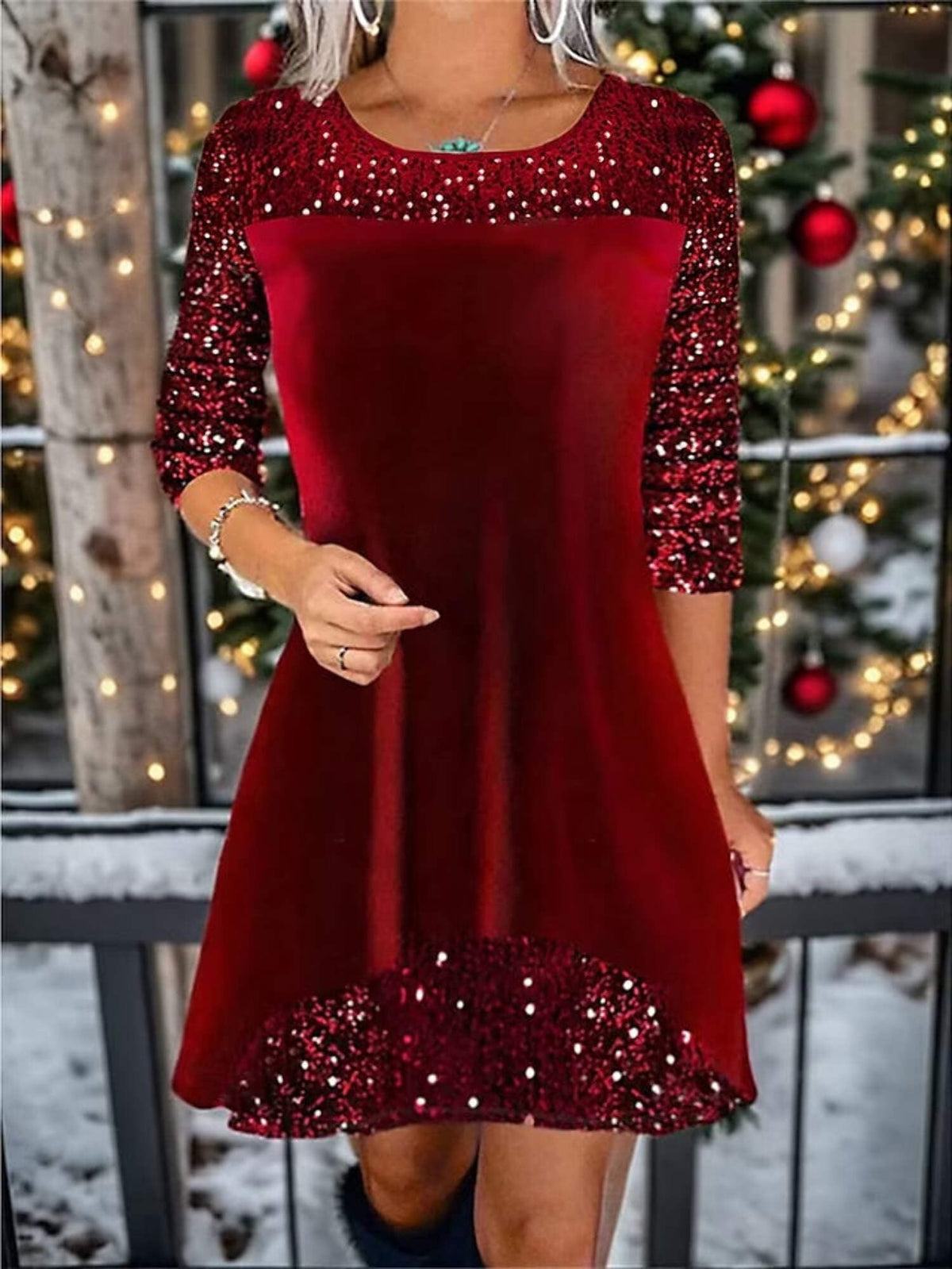 thumbnail image 1 of Women's Party Dress Velvet Dress Sequin Dress Mini Dress., 1 of 3