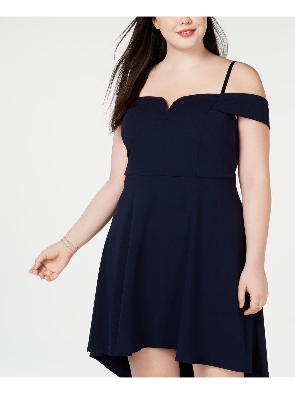 thumbnail image 3 of CITY STUDIO Womens Navy Spaghetti Strap Midi Fit + Flare Formal Dress Plus 24W, 3 of 4