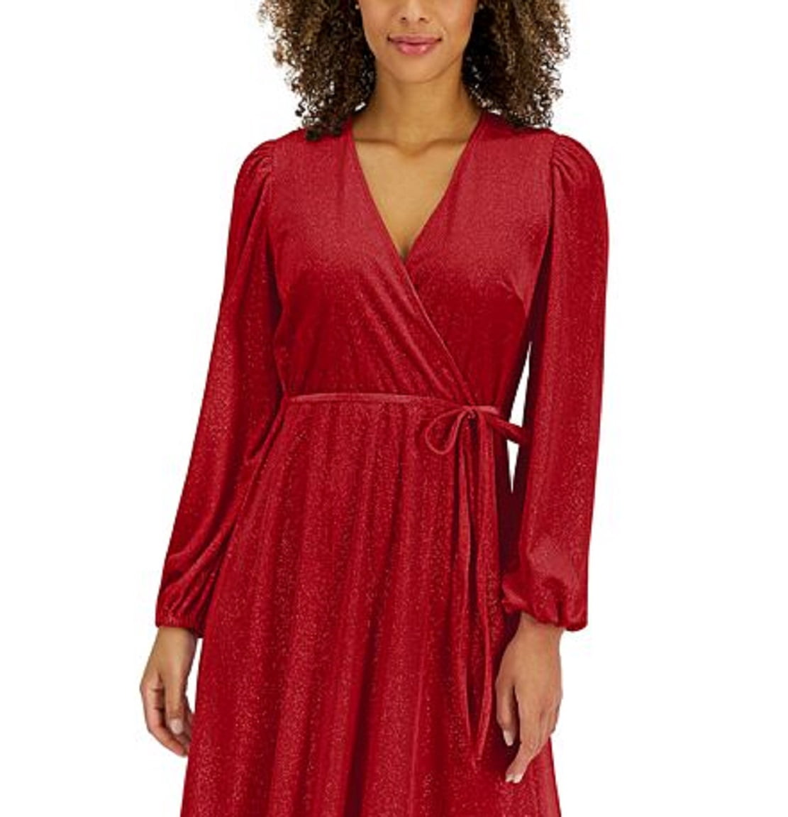 thumbnail image 2 of Women's Faux-Wrap Velour Dress Inc Red M, 2 of 3