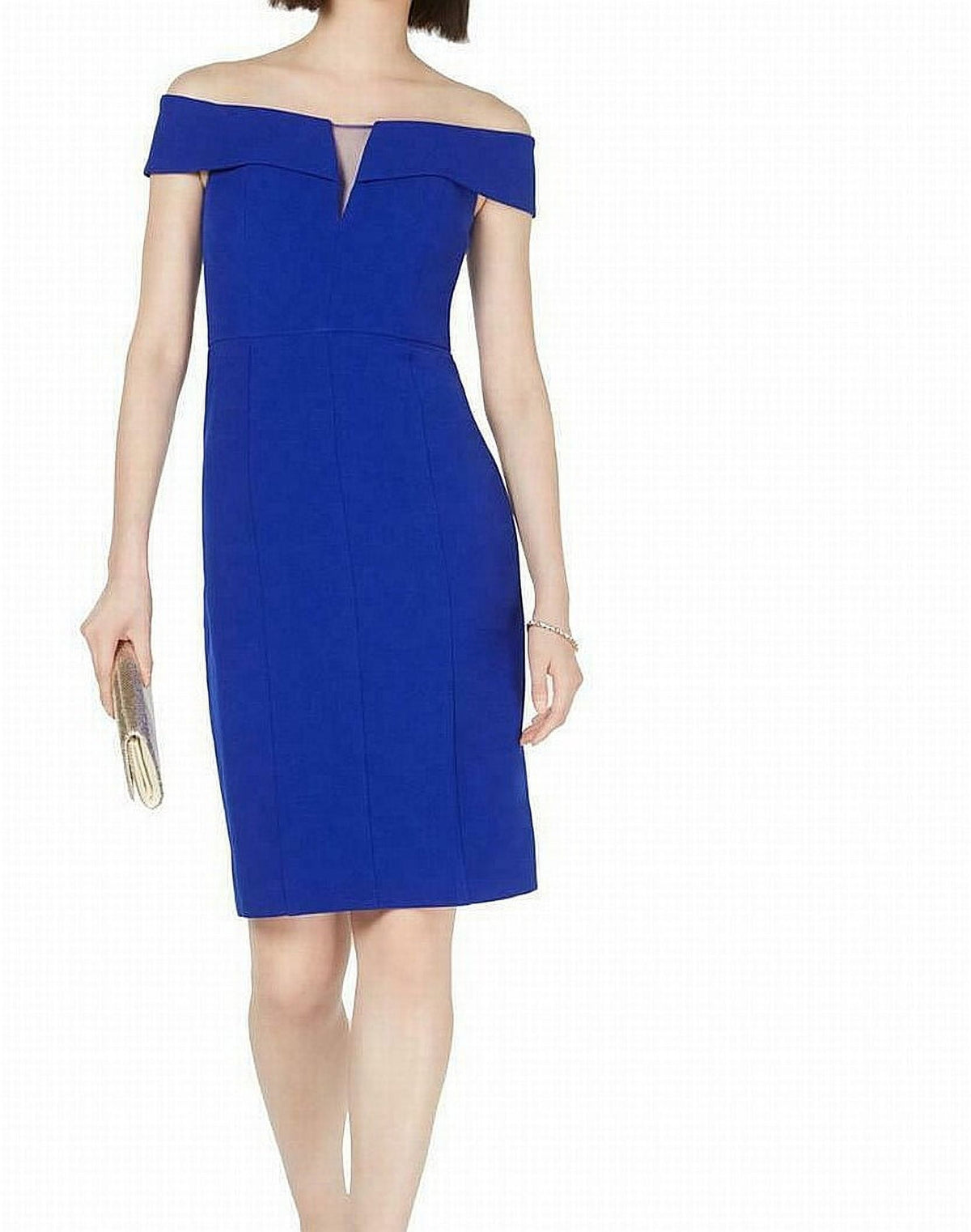 thumbnail image 3 of VINCE CAMUTO Womens Blue Short Sleeve Knee Length Cocktail Dress Size: 6, 3 of 4