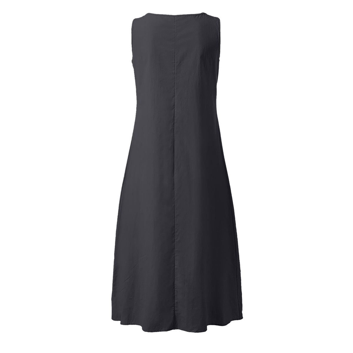 thumbnail image 6 of UVEASISHA Cotton Linen Dresses for Women Sleeveless Henley Shirt Maxi Dress 2025 Summer Beach Party Tank Sundress with Pockets Black M, 6 of 6
