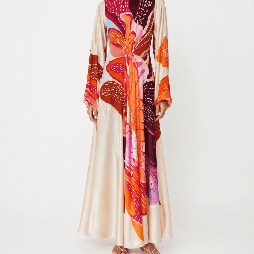 thumbnail image 3 of POPPI Women's Anthea Floral Print A-Line Midi Dress, Full Sleeves, Size M, 3 of 7