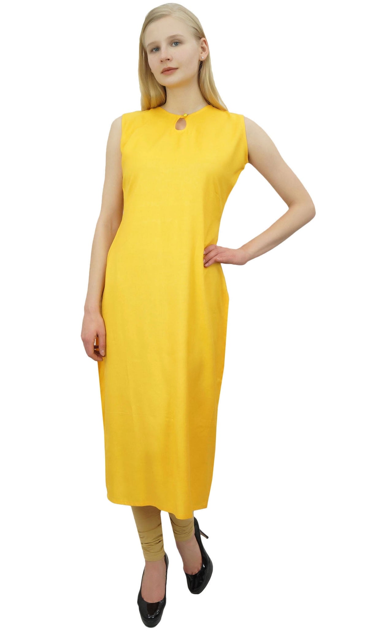 thumbnail image 2 of Phagun Women's 2 Pcs Yellow Kurta With Jacket Dress Indian Designer Clothing, 2 of 2
