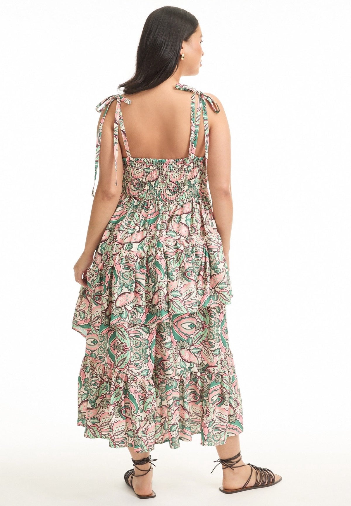 thumbnail image 2 of June & Vie Women's Plus Size Tiered Smocked Midi Dress, 2 of 4