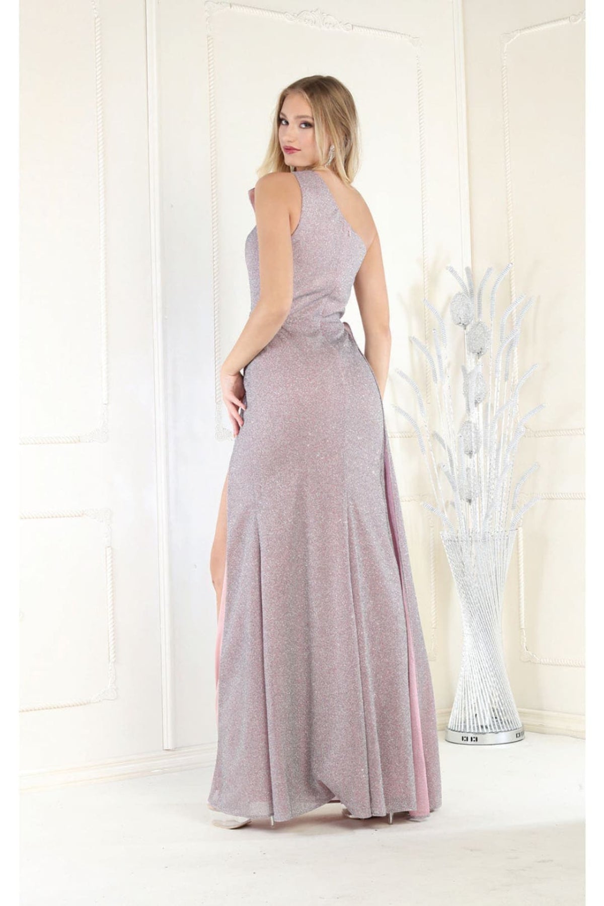 thumbnail image 3 of May Queen MQ1976 Juniors Womens One Shoulder Prom Dress with Side Cape, 3 of 10