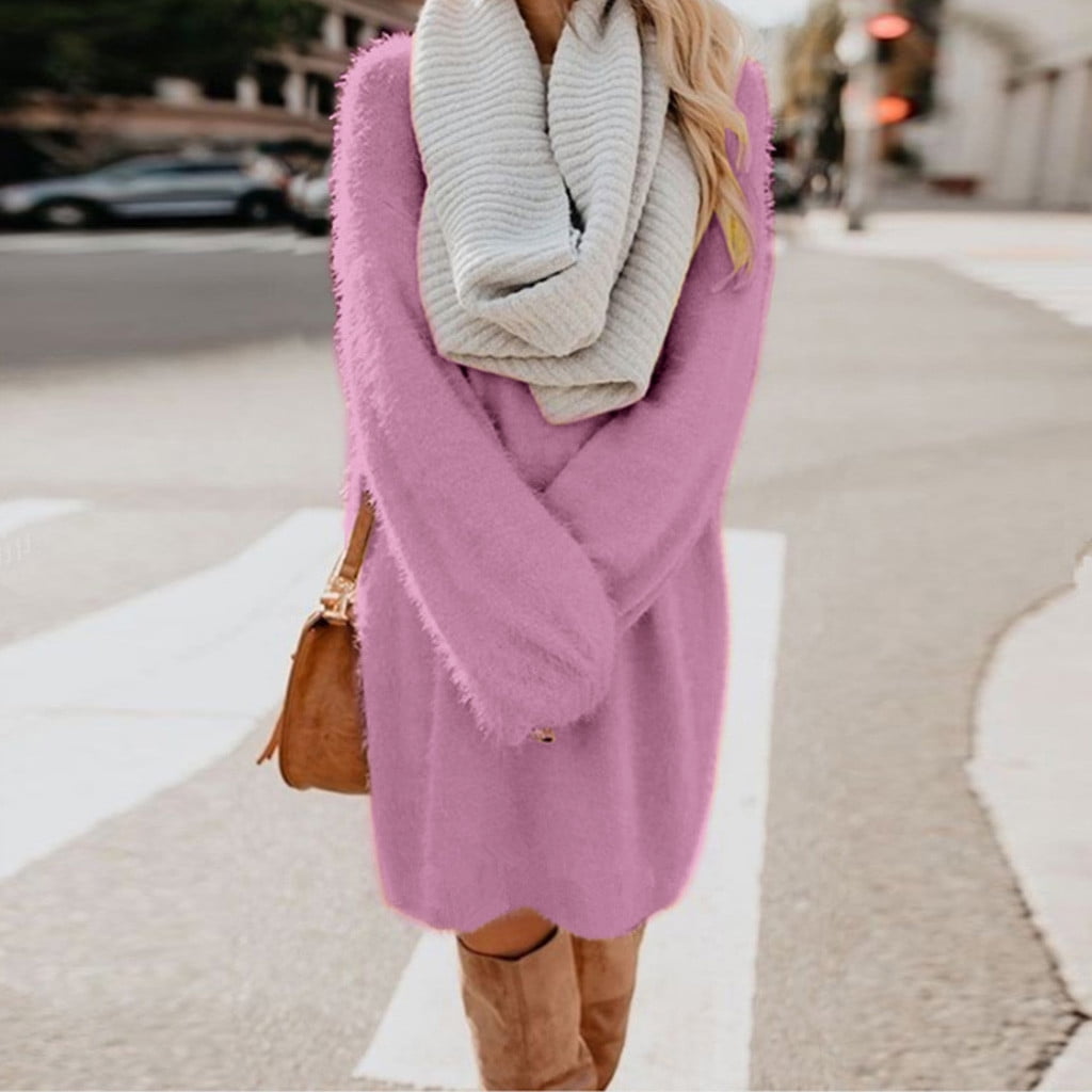 thumbnail image 2 of 2025 Women Winter Sweater Knit Long Sleeve Short Dress Turtleneck Warm Long Sleeve Creme Color Dresses for Pocket Birthday Mini Medium, 2 of 5